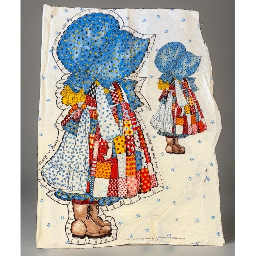 Vintage Holly Hobbie Fabric Panel Pillow Doll American Greetings Cut and Sew